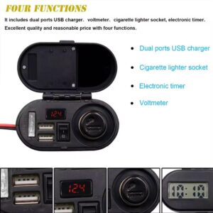 شارژر و فندکی موتورسیکلت چندکاره مدل ProCharge-X با ساعت دیجیتال و نمایشگر ولتاژ